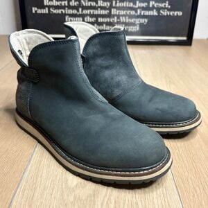 Helly Hansen W Seraphina Navy Blue Suede Faux Fur Lined Ankle Boots Womens 8.5
